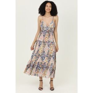 Angie Vibrant Floral Peekaboo Maxi Dress
